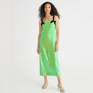 NWT JCrew Bow-strap sequin slip dress